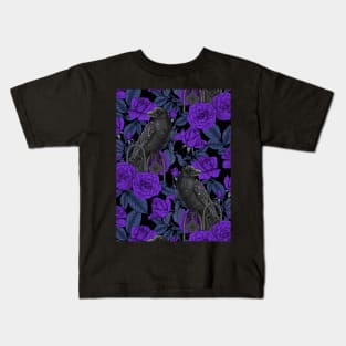 Ravens and violet roses Kids T-Shirt